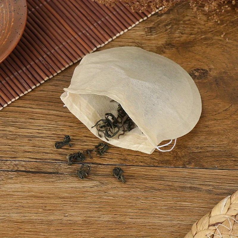 100Pcs/Lot Disposable Round Tea Bags with String Empty Filter Paper Teabags with String for Herb Tea Fabric Spice Teabags