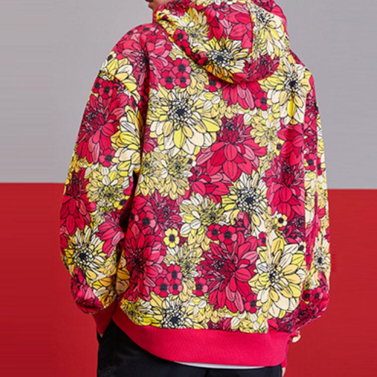 Li Ning Plant Print Hooded Sweatshirt Men sweatshirts Red AWDP553-1