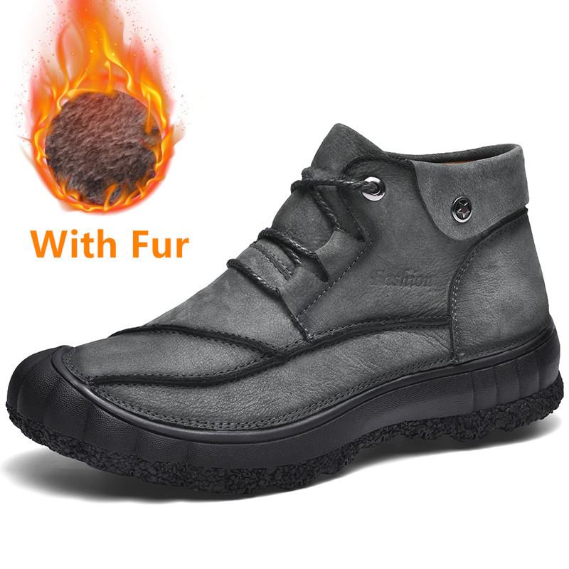 

Мужские удобные высокие походные ботинки, мужские зимние плюшевые ботинки для снега 2024 г. Новое поступление, мужские ботильоны на шнуровке, нескользящая мужская обувь 46