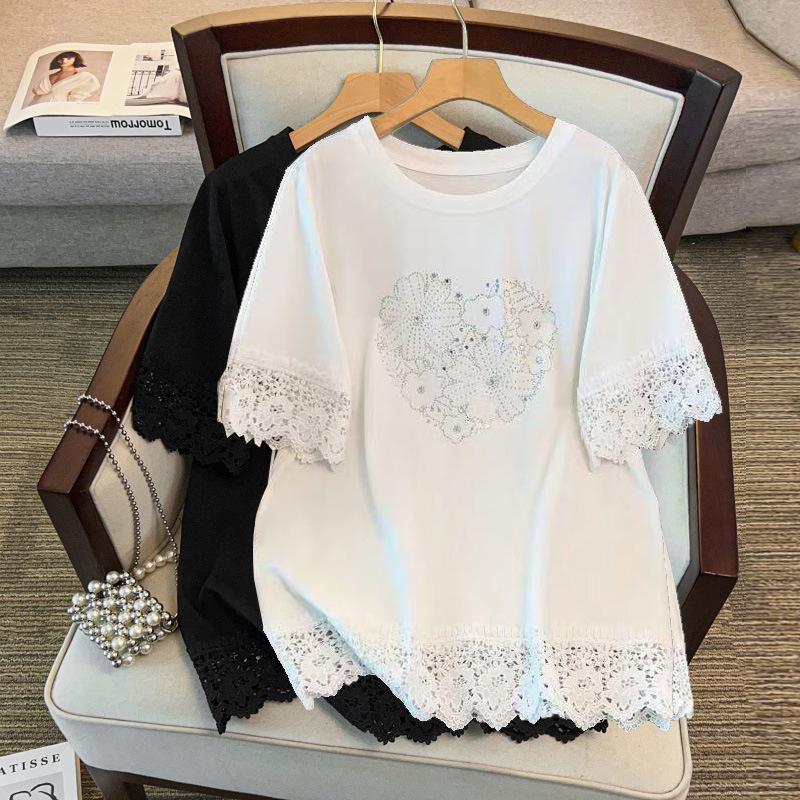 

Plus Size Women s Loose Round Neck Mid-Length Short Sleeve T-shirt, Bust 150/160, Sizes 200-350 Jin. 4XL