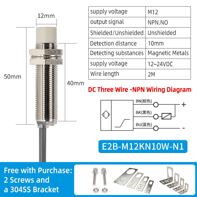 ZHICAN IP67 waterproof M12 high sensitivity long distance inductive proximity switch sensor three wire metal detection sensor