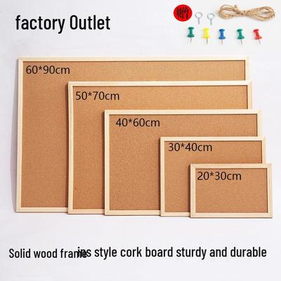 Pine Wood Cork Board - Hangable for Office, Home, or Kindergarten - Single/Double-Sided Photo and Message Display