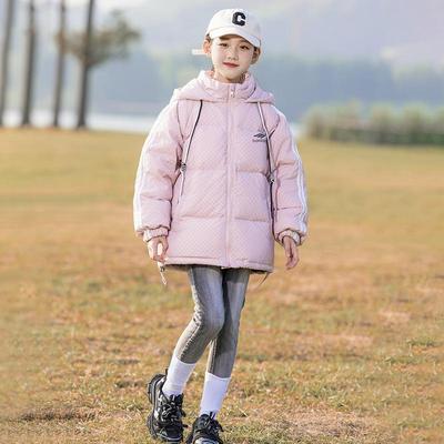 Girls Down Jacket Mid-length Korean Style Thick Loose Children's Clothing Middle and Large Children's Stylish Sportswear