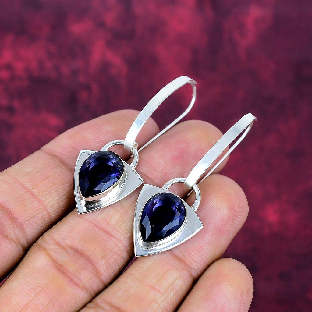Iolit Örhängen, 925 Massivt Sterling Silver Örhängen Handgjorda Ädelstenssmycken, Gåvor Till Fru Helt Nya Örhängen
