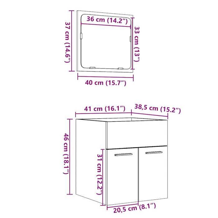 VidaXL 2-piece Bathroom Furniture Set Sonoma Oak, Bathroom Cabinet, Bath Cabinet, Vanity Unit of 856367