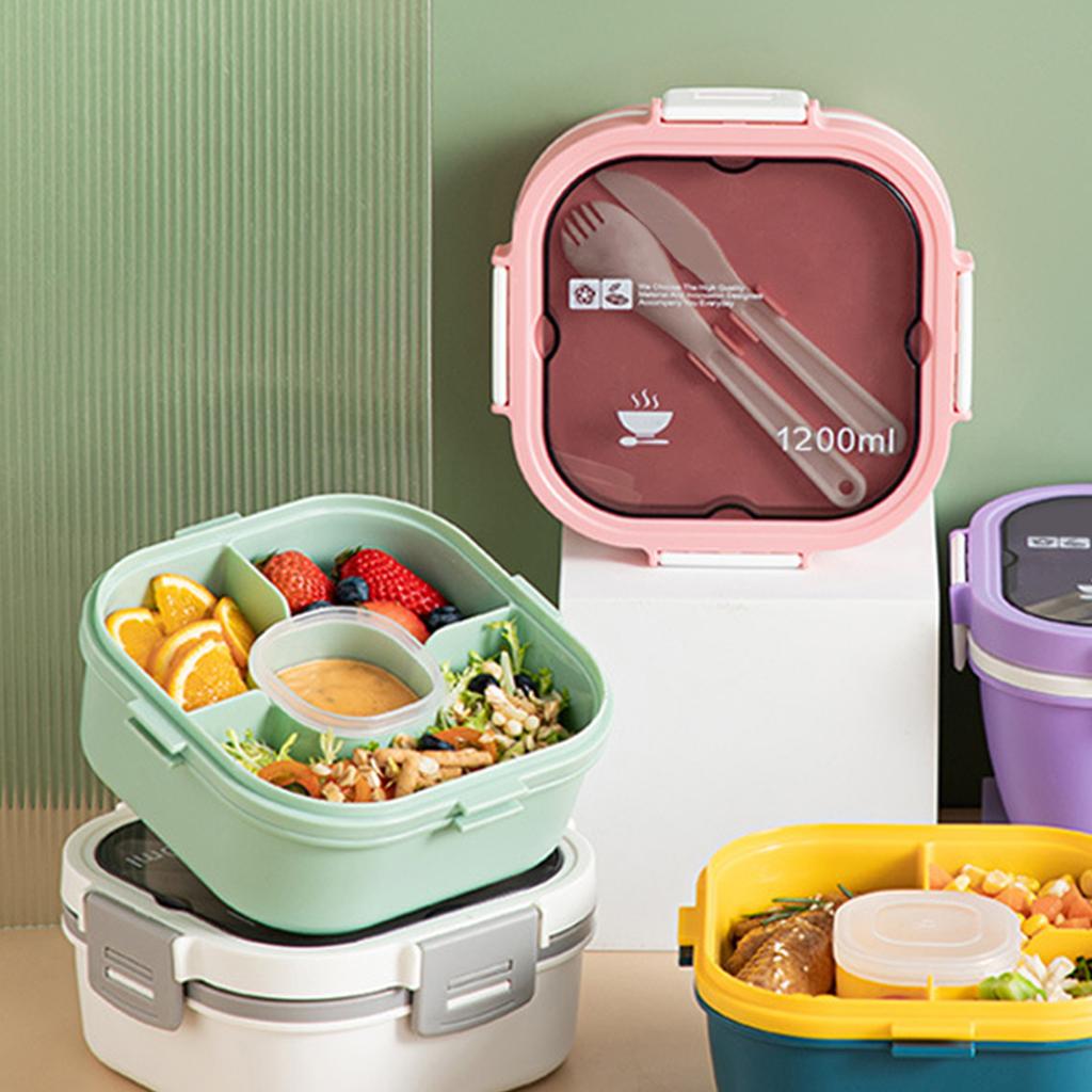 Portable Children Lunch Box Large Capacity Microwaveable Bento Box with Dip Box Food Storage Container