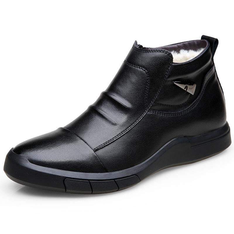 jh6 Genuine Leather Men Winter Boots Warm Plush Cold Winter Shoes Fashion Mens Ankle — фото 5