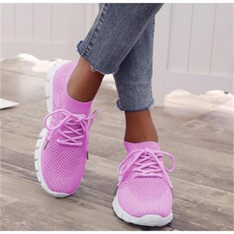2021 Women's Lightweight Lace-up Mesh Sports Shoes  Size 43 - Large Size, Flat Bottom, Casual Style