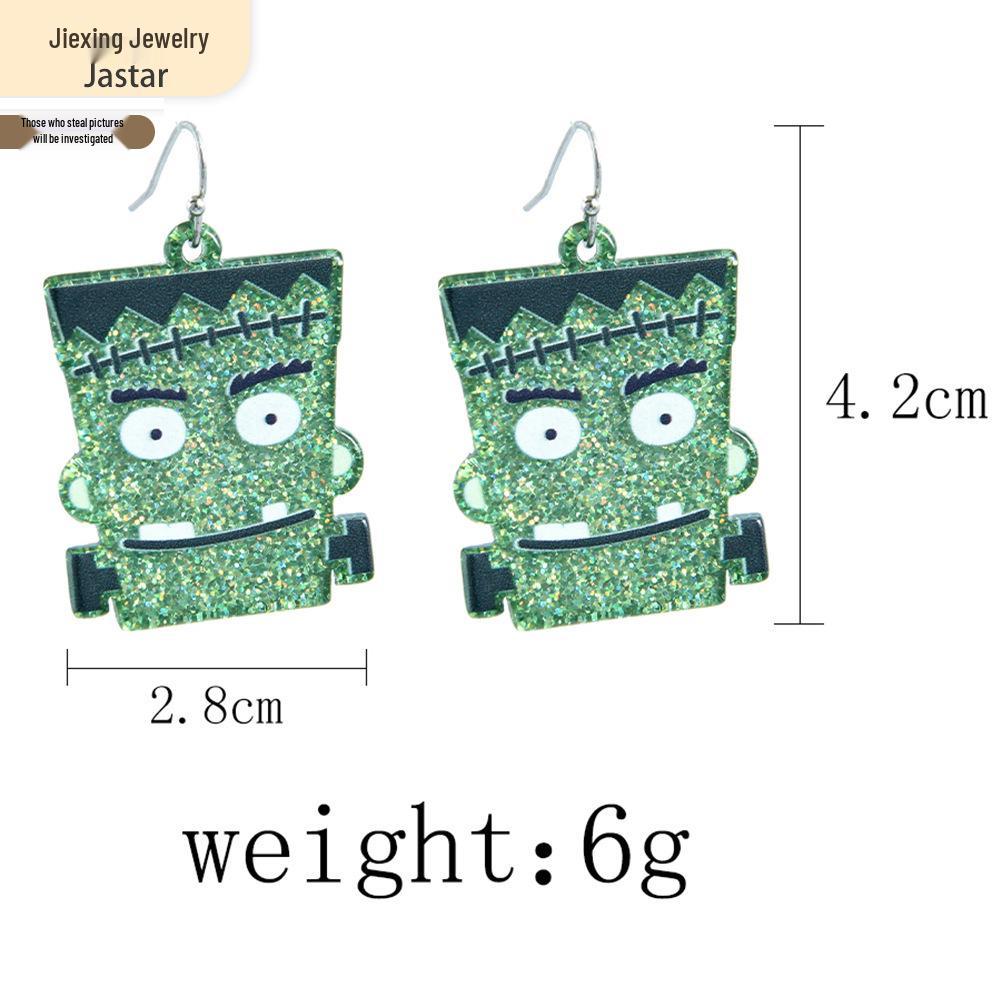 

Trendy Monster Cartoon Glitter Acrylic Christmas Earrings