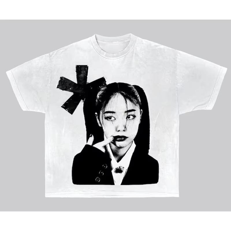 Streetwear Y2K T-shirt Harajuku Graphic Print Oversized Punk Short Sleeve T-shirt Rock Goth Retro Top Hip Hop Tee Fashion