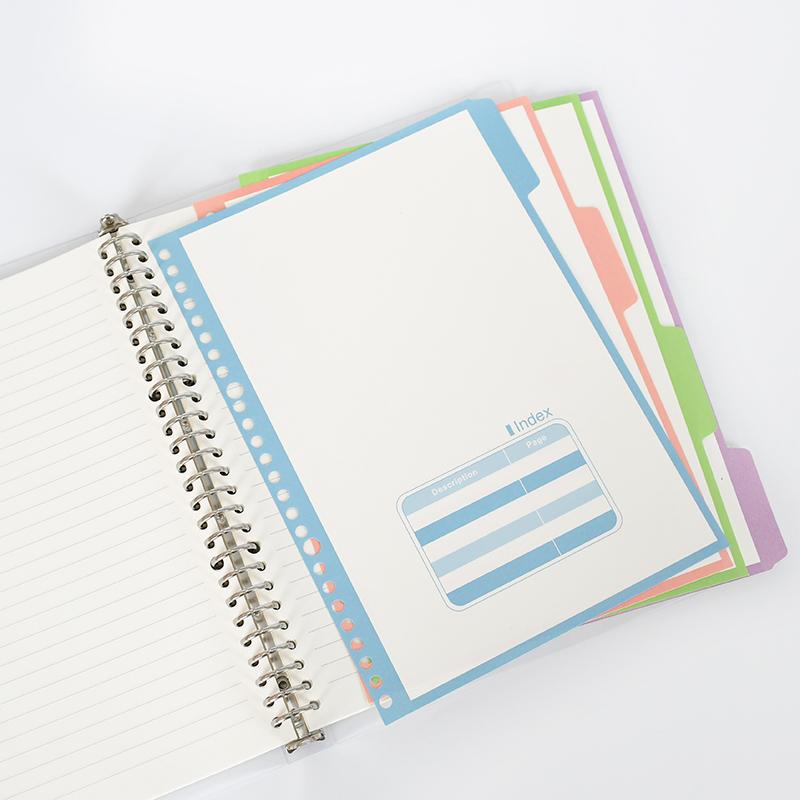 B5 Clear PP Dividers Notebook - 60 Loose-Leaf Sheets & 4 Index Tabs, Hardcover Binder for School & Office