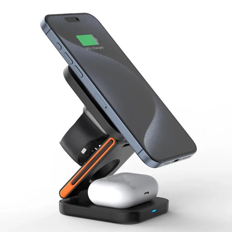 30W 3 in 1 Fast Magnetic Wireless Charger Stand Portable Multi-function Charging Bracket Foldable Charging Station