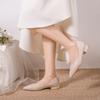 Fashion French Short Heel Flat Bottom Beauty Leather Shoes Pointed Toe Single Shoes