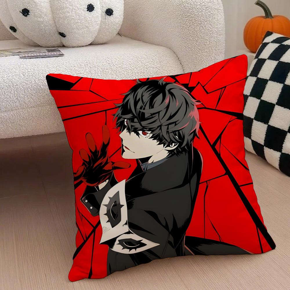 Klassische Anime Persona 5 Kissenbezug Sofakissenbezug Versteckter Knopf Strapazierfähiges Polyester Stuhlkissen