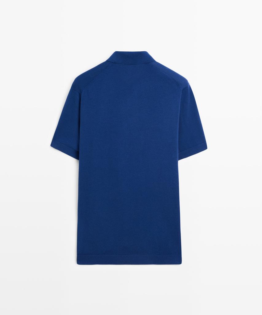 Masimodutti 100% Cotton V-Neck Knit Polo Shirt