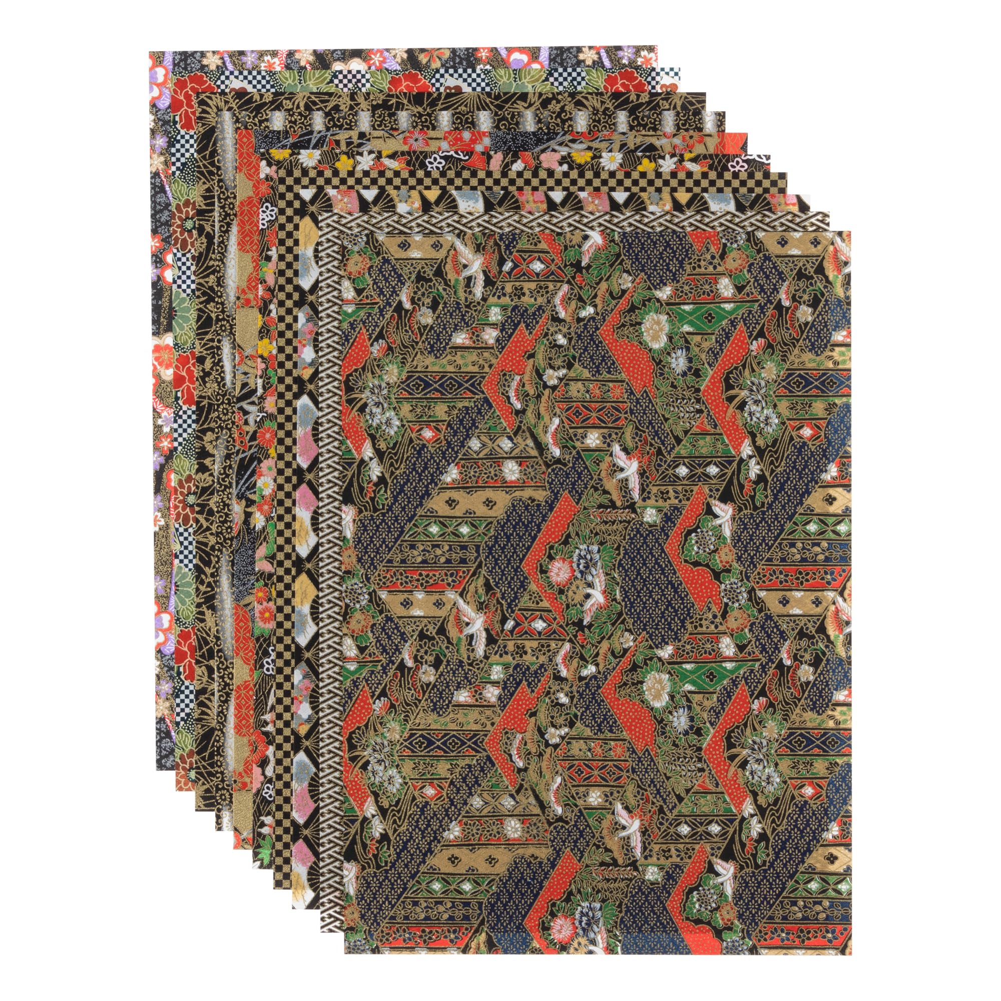 

Kawasumi Washi Chiyogami Yuzen B4 10 10 Sheets per Black Washi, Size, Patterns, Pack,