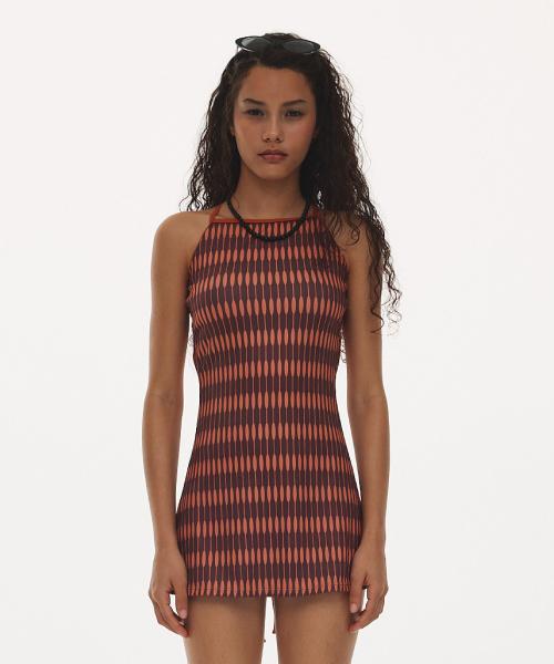 Hata Skirt Monokini_Spicy Orange Stripe