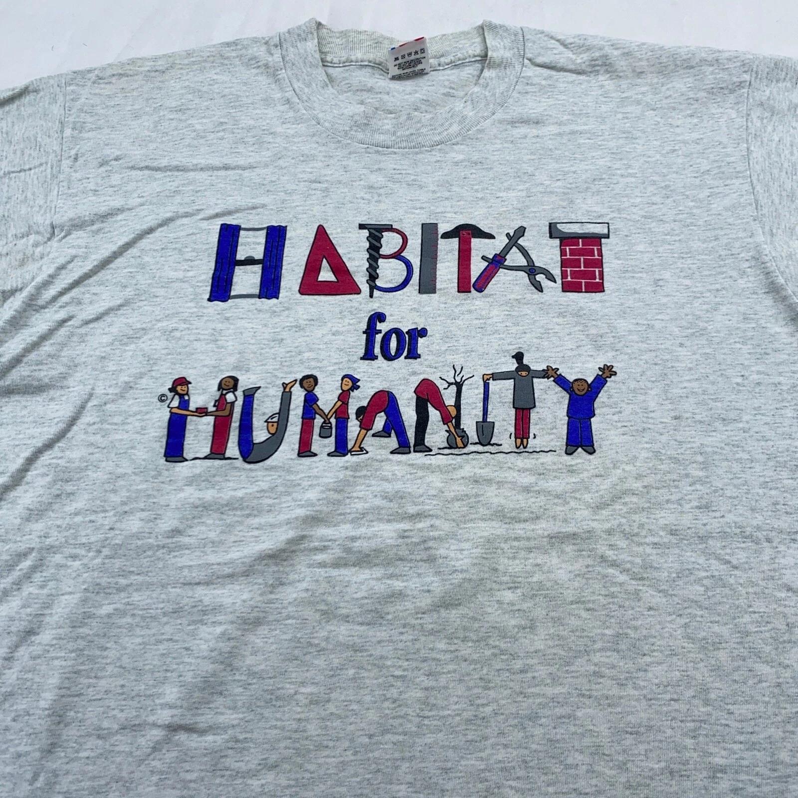 

vintage 90s HABITANT FOR HUMANITY HUMANS T-Shirt MEDIUM/LARGE charity 2XL
