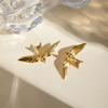 Stainless Steel Ear Studs Gold Plated Stereoscopic Bird Shaped Earrings Jewelry Comfortable Metal Earwear Accessories