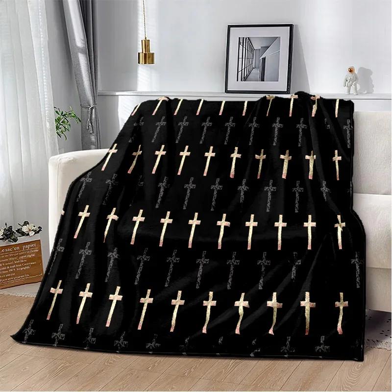 Hellige Bibel Kors Jesus Be Mykt Plysjteppe, Flanellteppe Kasteteppe for Stue Soverom Seng Sofa Piknikdeksel Barn
