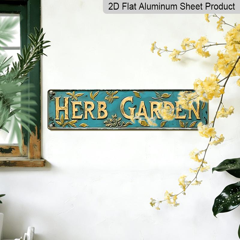 2D Flat - This Vintage-Style Decorative Sign Labeled 'HERB GARDEN' Is A Versatile Aluminum Decorative Sign That Can Serve As A Unique Piece of