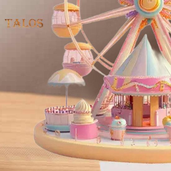 Dessert Ferris Wheel Ornament 2D Flat Acrylic Decoration with Base Non-3D Desktop Ferris Wheel Ornament for Desk Bookshelf Bedside Table