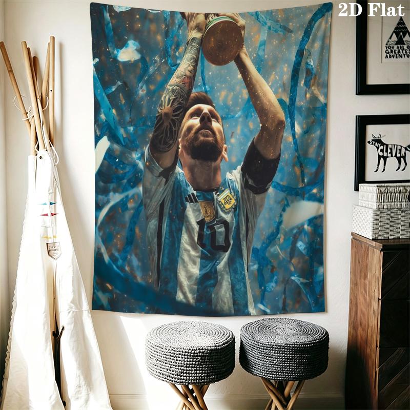 Messi Wall Tapestry Aesthetic Wall Hanging Printed Fabric Blanket Decorative Tapestries for Bedroom Living Room Home Decor