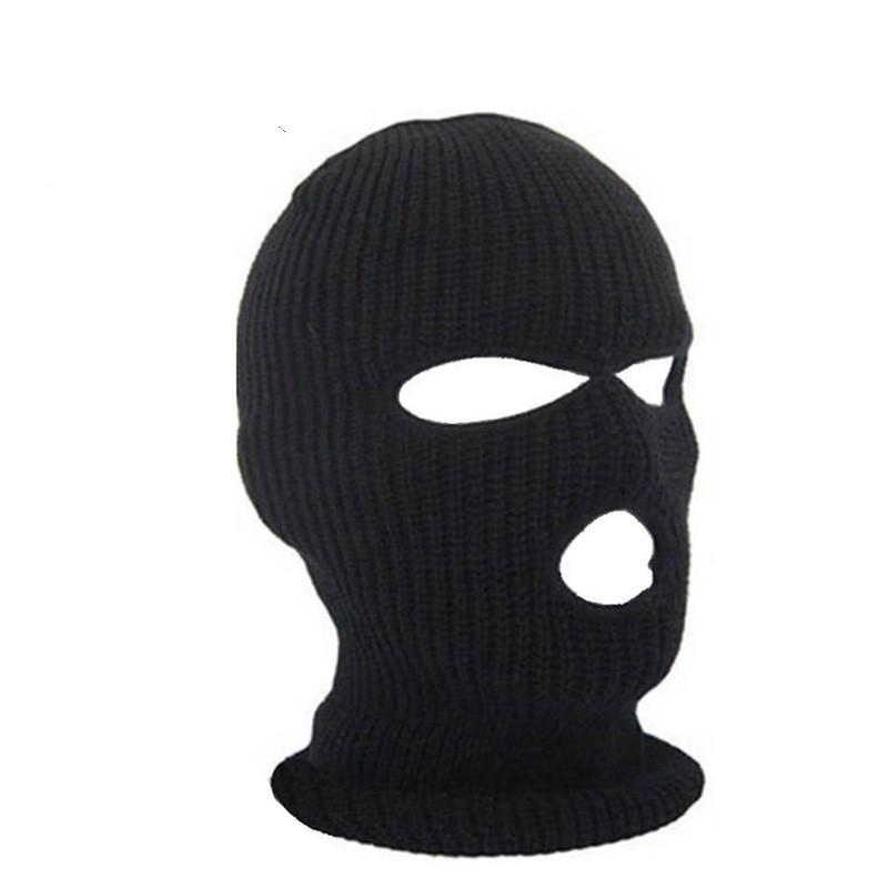 Maska na całą twarz Czapka z dzianiny z 3 otworami Zimowa maska typu beanie Czapka z daszkiem Nowe czarne ciepłe maski na twarz