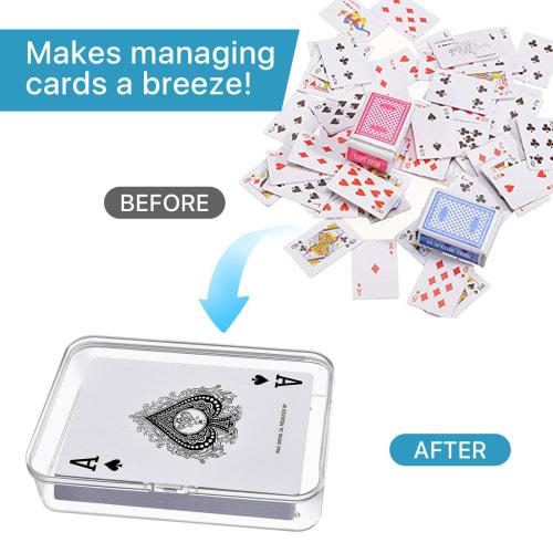Elesunory Plastic Playing Card Box, Snap-Closed Poker Game Deck Holder, Holds 16 Standard Size Card Games