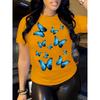 Butterfly Print Fashion Casual Short Sleeve Round Neck Women's T-Shirt