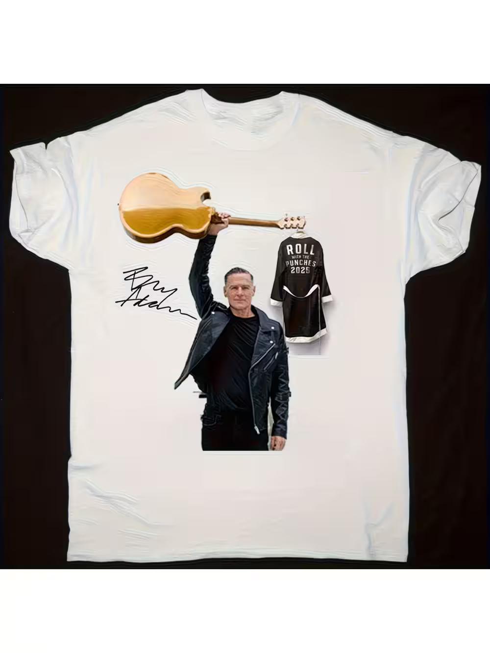 Bryan Adams 2025 Tour T-Shirt - Official Signature & Guitar Graphic Tee XXXL