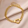 Heart Bracelet for Women Stainless Steel Charm Cuban Chain Bracelets Gold Color Anklet Vintage Jewelry Accessories Birthday Gift