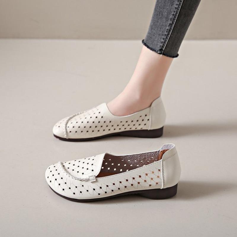Fashion Spring Summer Women's Leather Loafers Casual Slip-On Shoes Woman Flats Soft Comfortable Female Footwear Mom Shoes