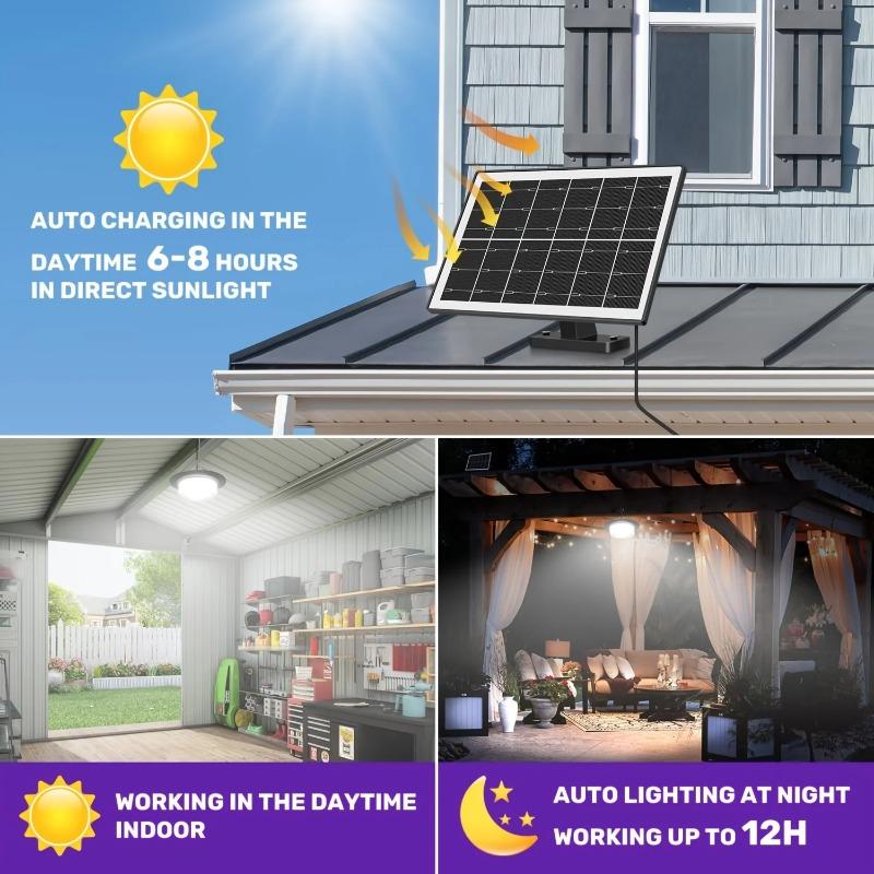 Solar Shed Light 244LED Motion Sensor Pendant Light with Remote Control Waterproof for Indoor Outdoor Home Yard Garage