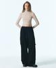 CITYBREEZE Logo Embroidered Crop Turtleneck T-Shirt_Beige