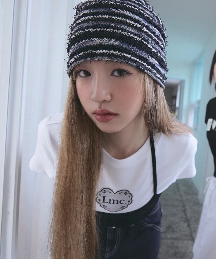 LMC Wm Lace Heart Cropped Tee Charcoal
