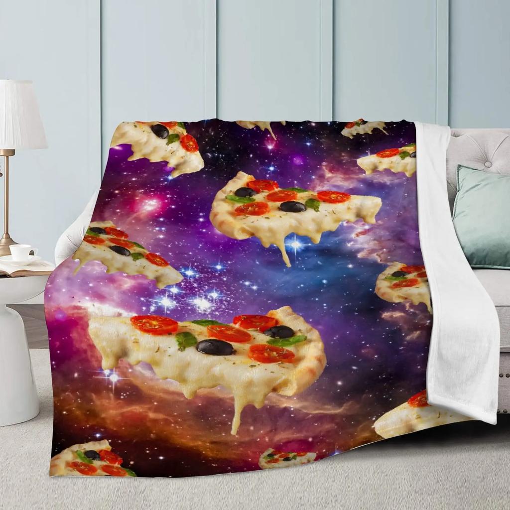 Pizza Blanket Throw Sausage Pizza Flannel Blanket for Kids Teen Boys Girls Fast Food Themed King Queen Full Size Super Soft Warm