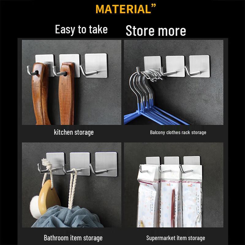 OIMG No-Drill 304 Stainless Steel Strong Adhesive Wall Hook