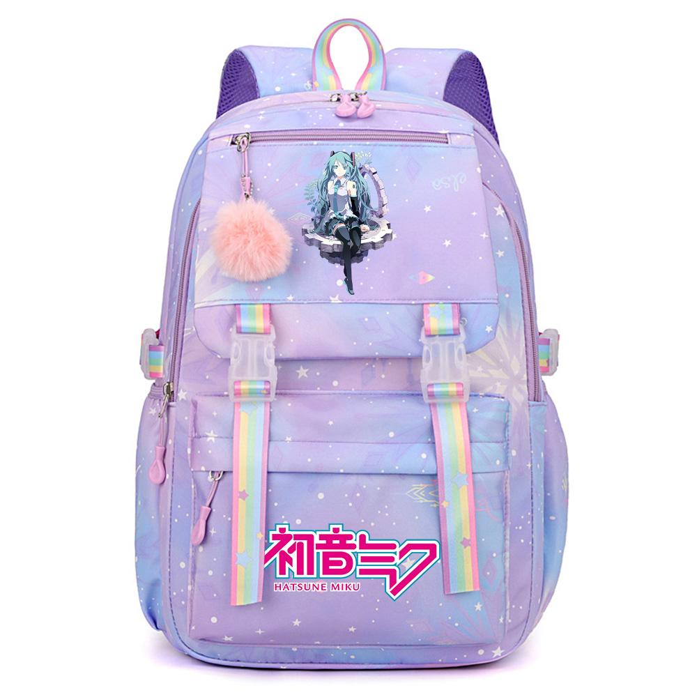 Anime Anime Hatsune Miku Bedruckter Rucksack mit großem Fassungsvermögen, wasserdicht, für Teenager, Schüler, Mädchen, Jungen, Schultasche, Büchertasche, Reisetasche