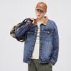 Men's American Retro Color Block Lined Denim Jacket