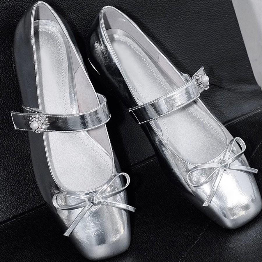 New Ladies Shoes On Sale Mary Janes Women's High Heels Round Toe Bow Tie Dress Pumps Women Buckle Strap Crystal Med Heel Shoes