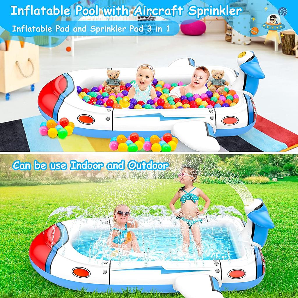SVNVIOZ Large Fountain Pool for Kids, 180cm Wide X 96cm Deep, Play Mat, Water Play, Vinyl Pool, Fountain Toy, Portable, Summer Days, Lawn Play,