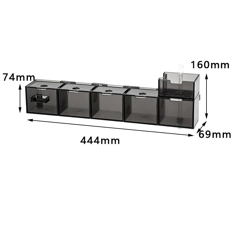 2026 new 6 in 1 5 in 1 Transparent black Acrylic Aquarium Filter Boxes External Hanging Water Purifier for Aquarium Fish Tank