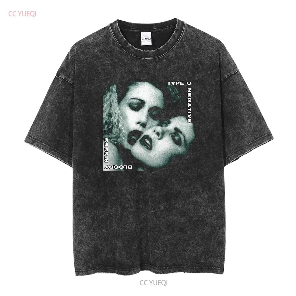 Bloody Kisses T-shirt Type O Negative Vintage Album Inspirerad 90-tals Gotisk Metal Fan Merchandise långa eller korta ärmar vintage Tvättad