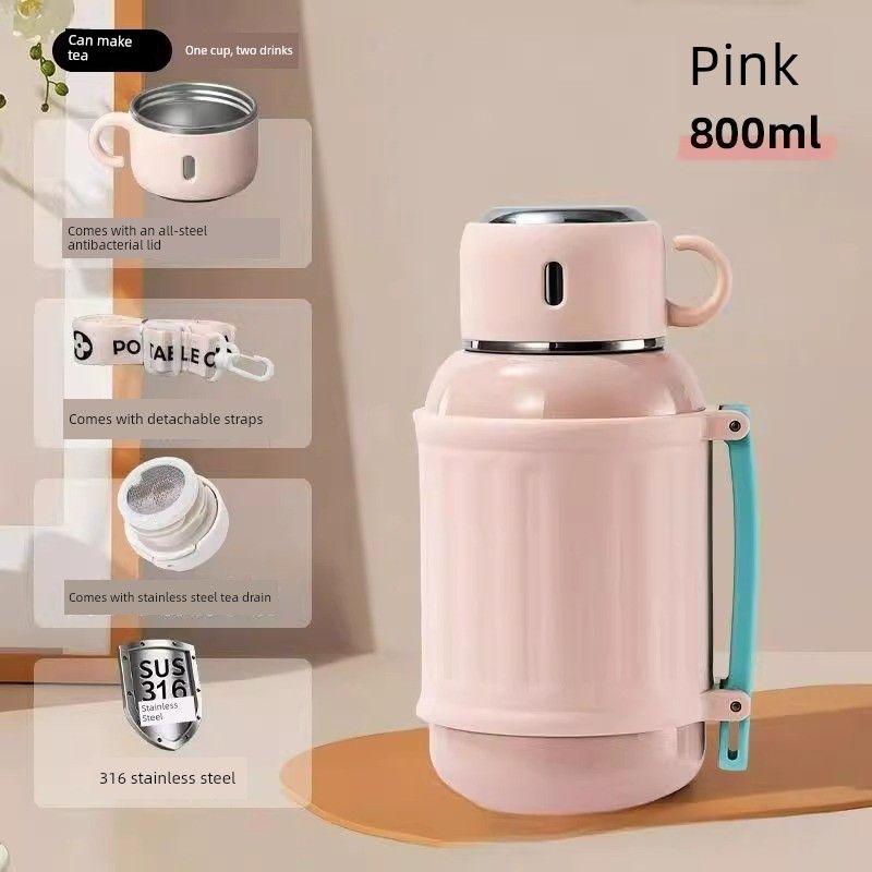 Large-Capacity Thermos Cup 2025 New Model for Male and Female Students, High-Looking 316 Stainless Steel Outdoor Portable Tea-Making Kettle