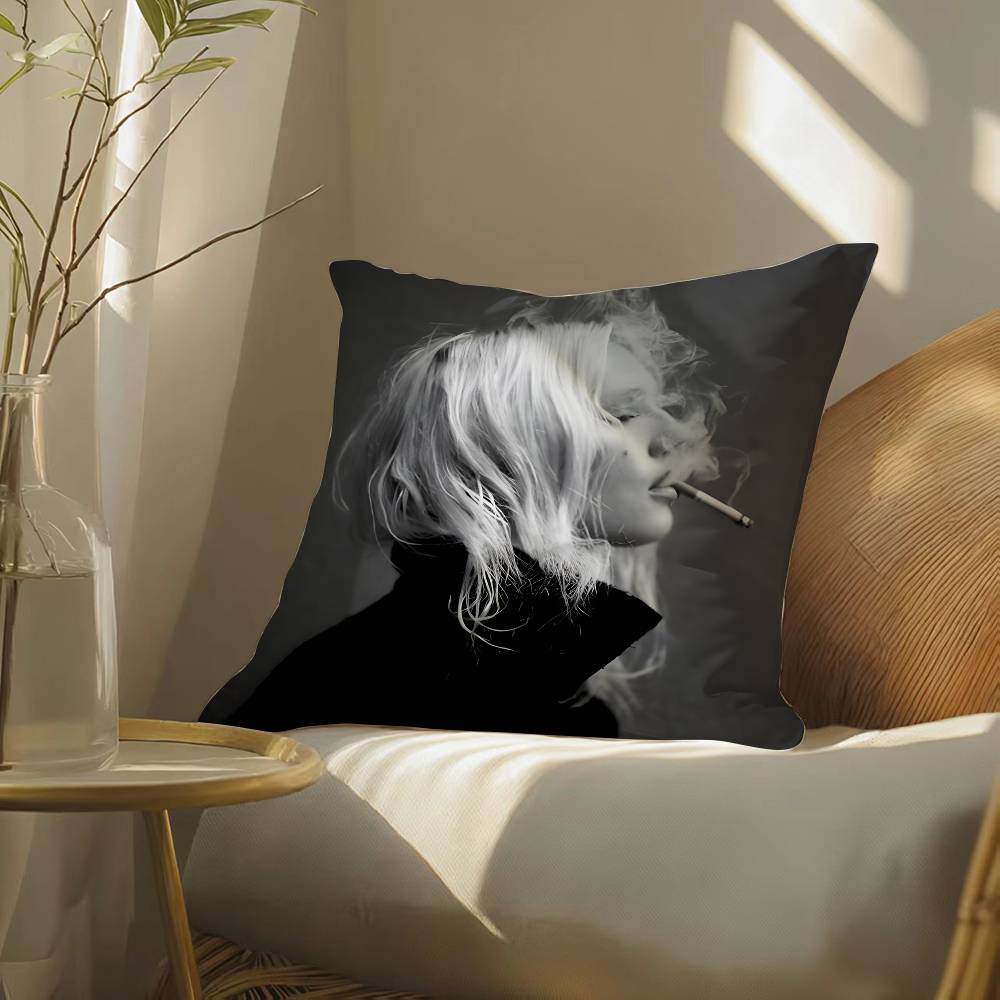 

Classic Fashion Art Kate Moss-M Pillow Case Silky elegant Comfort Sofa Bed Invisible zipper Beach pillowcase 12x12Inch