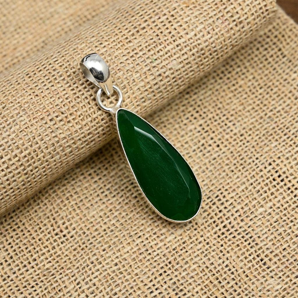 Green Onyx Gemstone 925 Sterling Silver Jewelry Handmade Pendant For Thanksgiving