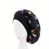 1pc Elastic Wide Brim Satin Sleeping Cap With Butterfly Print, For Beauty Hair Care, Bonnet, Shower Cap, Hair Products For Barber Salon