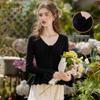 Bailuyu Women's V-Neck Ruffle Knit Sweater with Detachable Flower