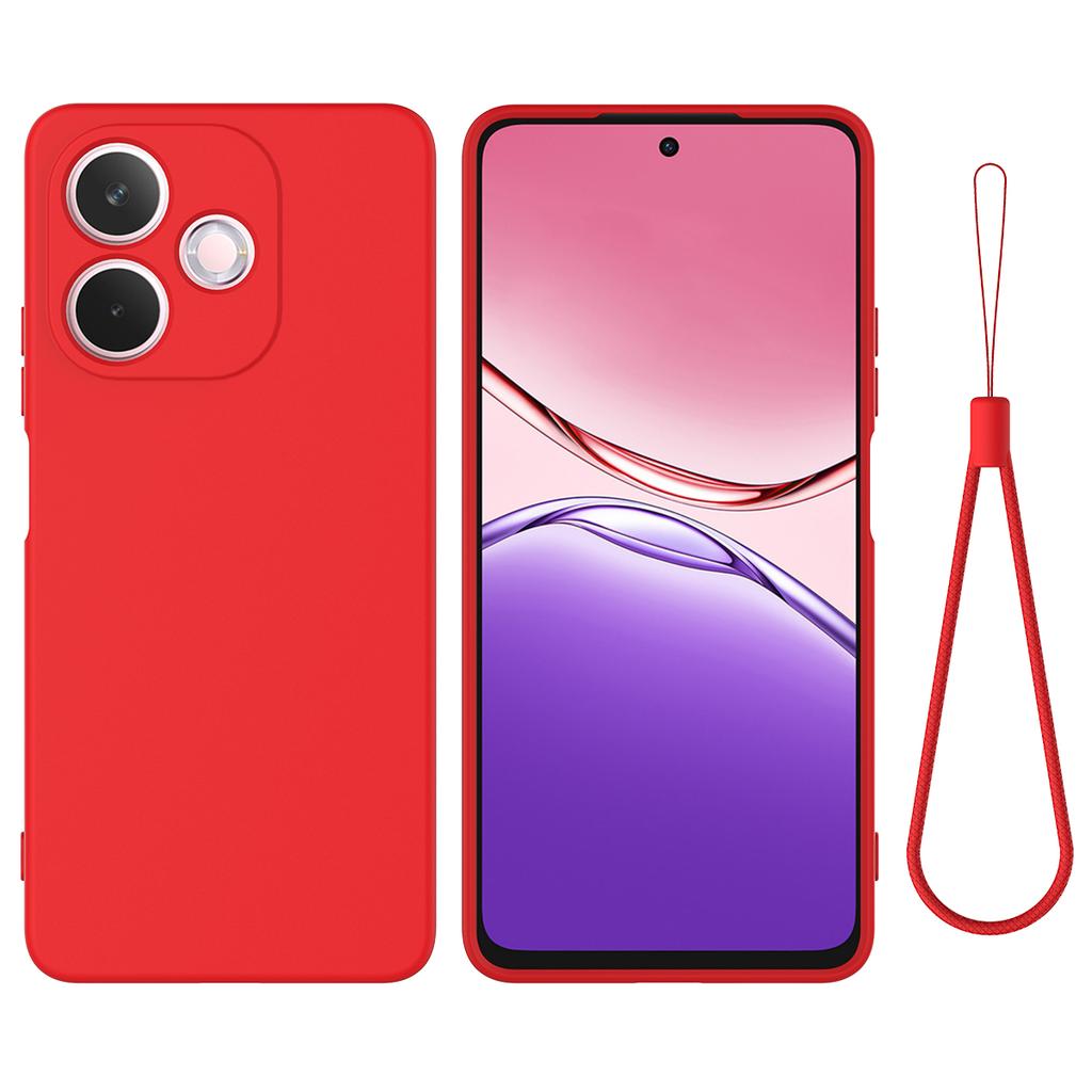 Pro Oppo A5 Pro 4G (Globální) Kryt na telefon z tekutého silikonu se zadním krytem a poutkem na ruku